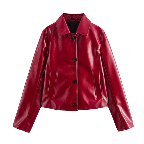Veste pour femmes en simili cuir avec une finition brillante et poches pratiques Chic & Stil