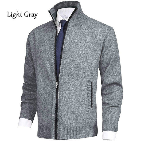 Men's knit jacket with high collar and stylish contrasting details Lune London