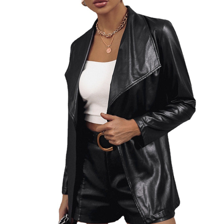 Elegant faux leather jacket for women in oversized style Lune London