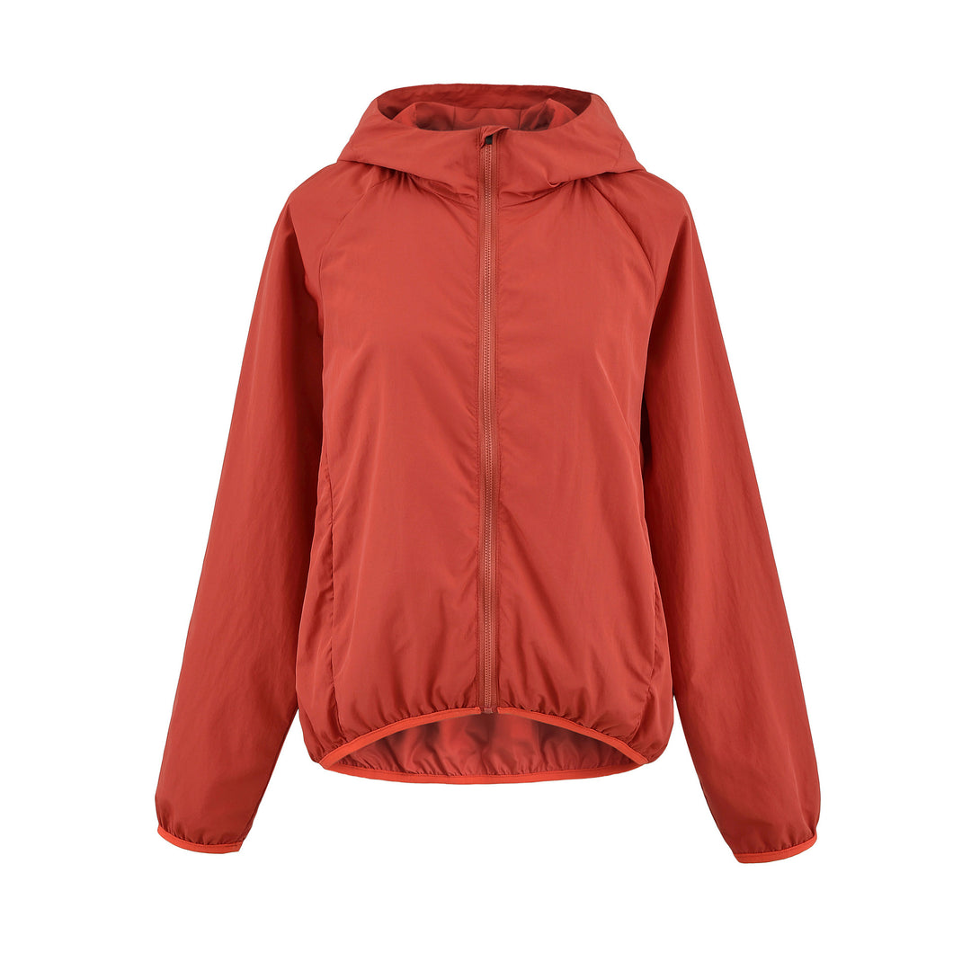 Women's Ultralight Hooded Windbreaker with Extended Back Hem and Elastic Hem Amarae