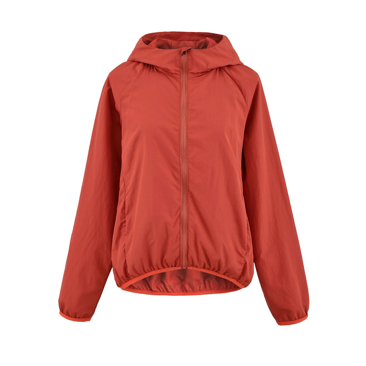 Women's Ultralight Hooded Windbreaker with Extended Back Hem and Elastic Hem Amarae