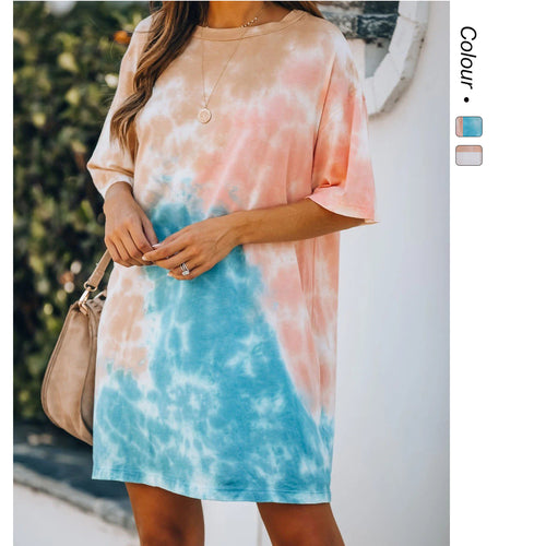 Women's T-shirt dress with trendy gradient and casual cut