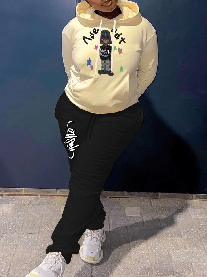 Women's hoodie and jogging pants set with creative design Lune London