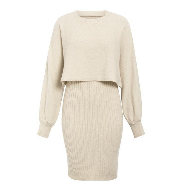 Robe en maille pour femmes avec top court intégré Chic & Stil