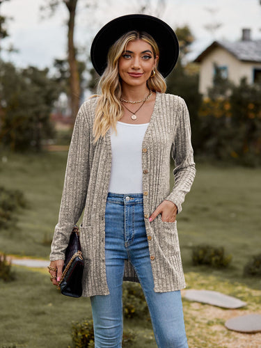 Cardigan for ladies with textured pattern and practical pockets Amarae 1753970709