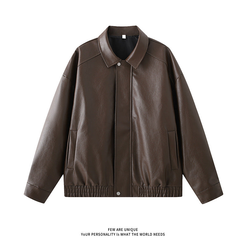 Elegant faux leather jacket for men with elastic waist Amarae
