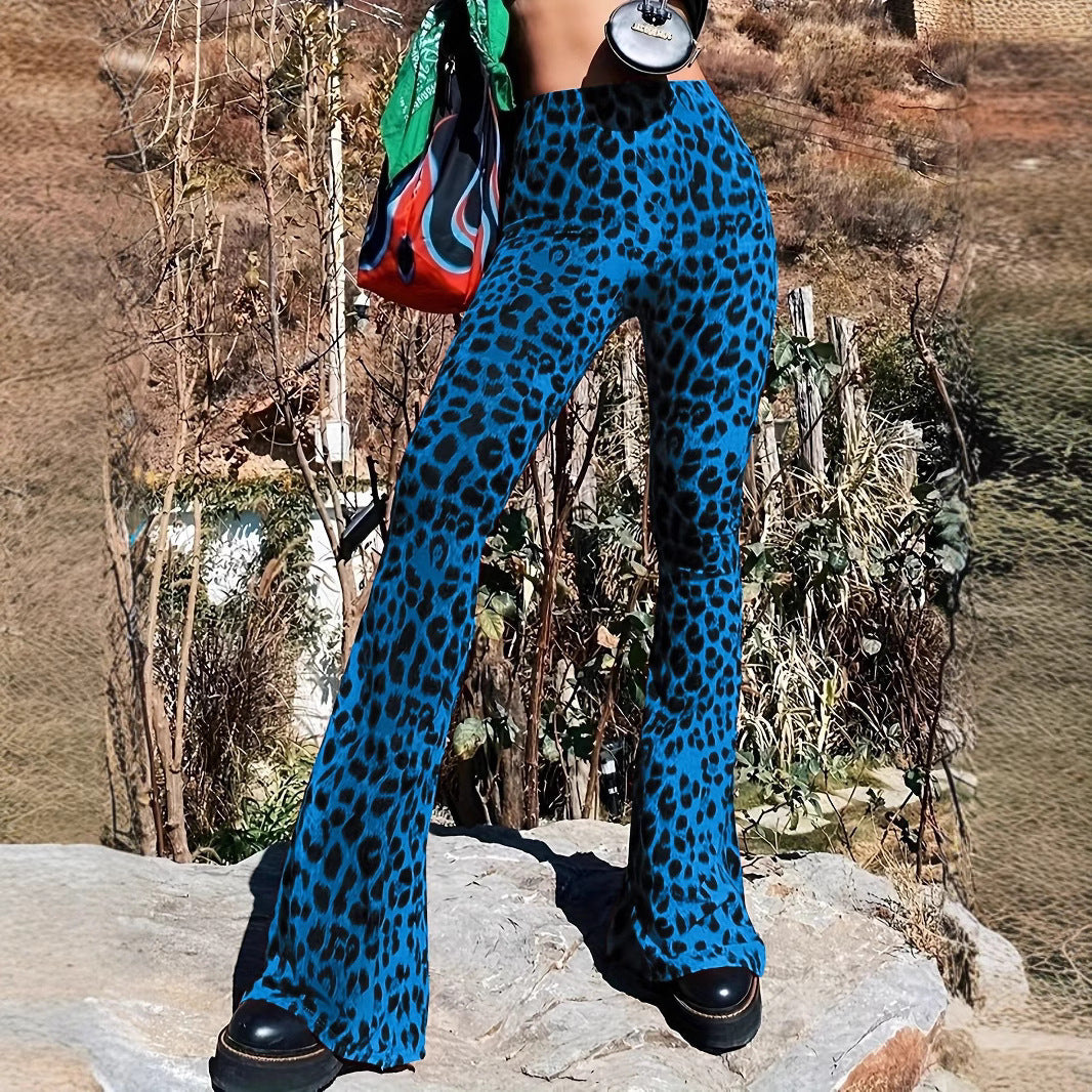 Lune London women's leopard print flared pants
