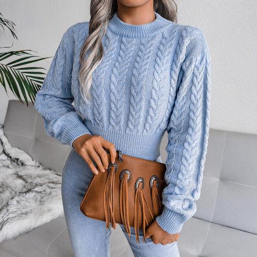 Knitted sweater for women with a modern weaving pattern and a fitted size Amarae