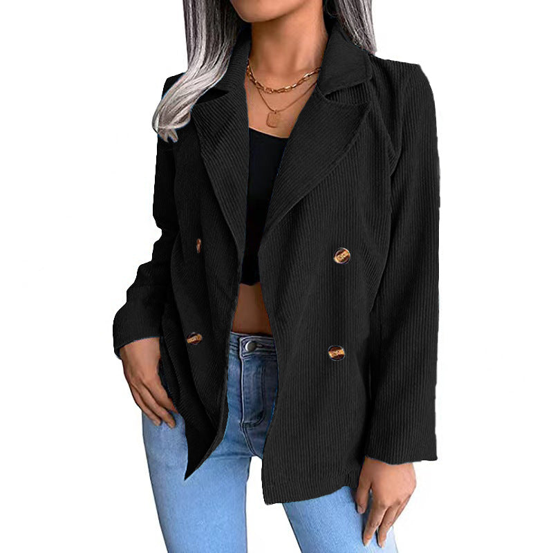 Corduroy jacket for women with double-breasted fastening and modern cut Lune London