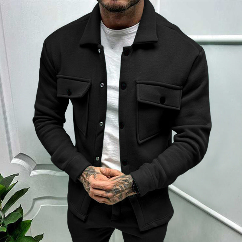 Robust flannel jacket for men with practical chest pockets and modern high collar Lune London