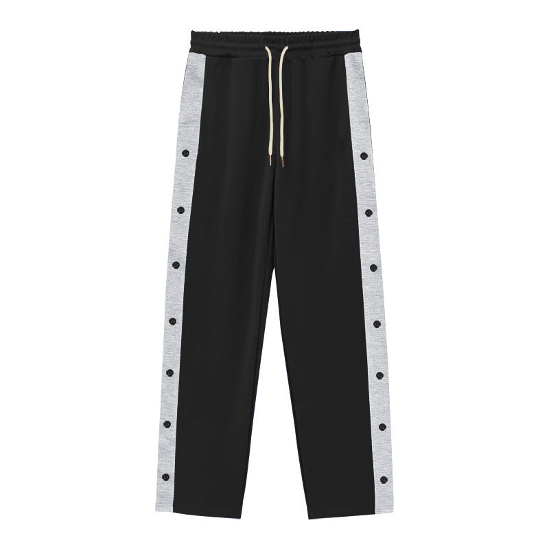 Chic and Stylish sporty leisure pants for men with snap buttons and side panels