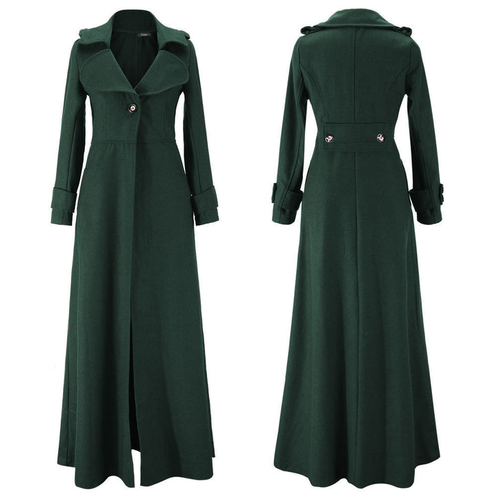 Ladies Elegant long coat with classic lapels and modern accents Amarae