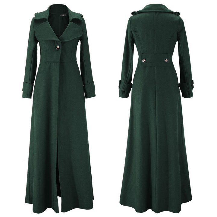 Ladies Elegant Long Coat with Classic Lapels and Modern Accents Lune London