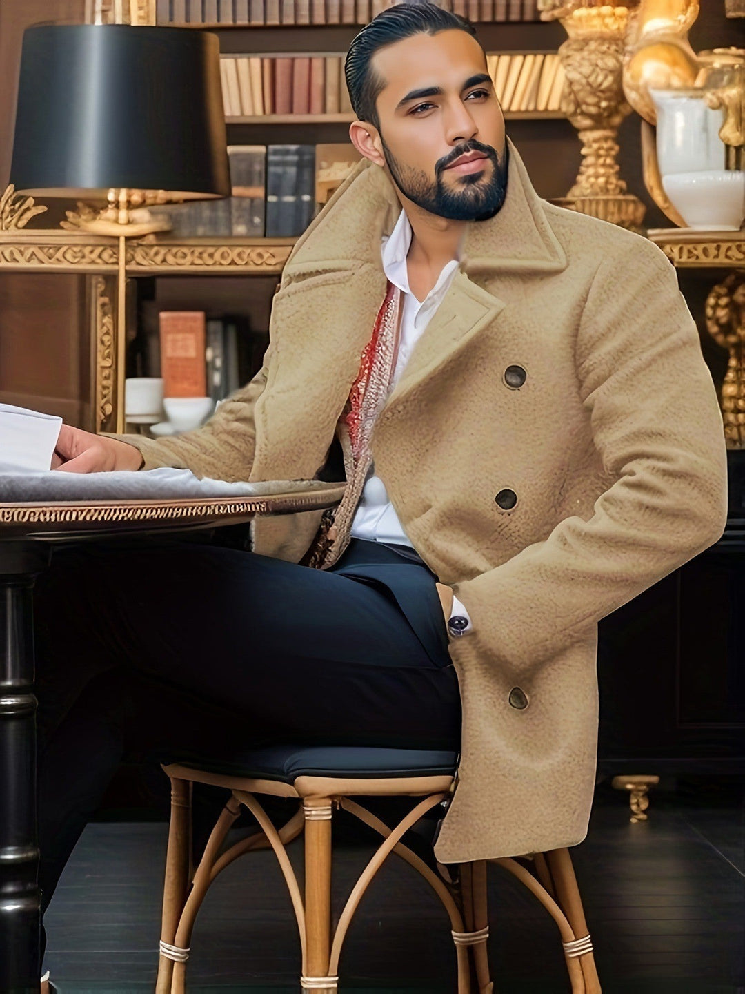 Men's Classic Double-Breasted Coat with Soft Lining Lune London