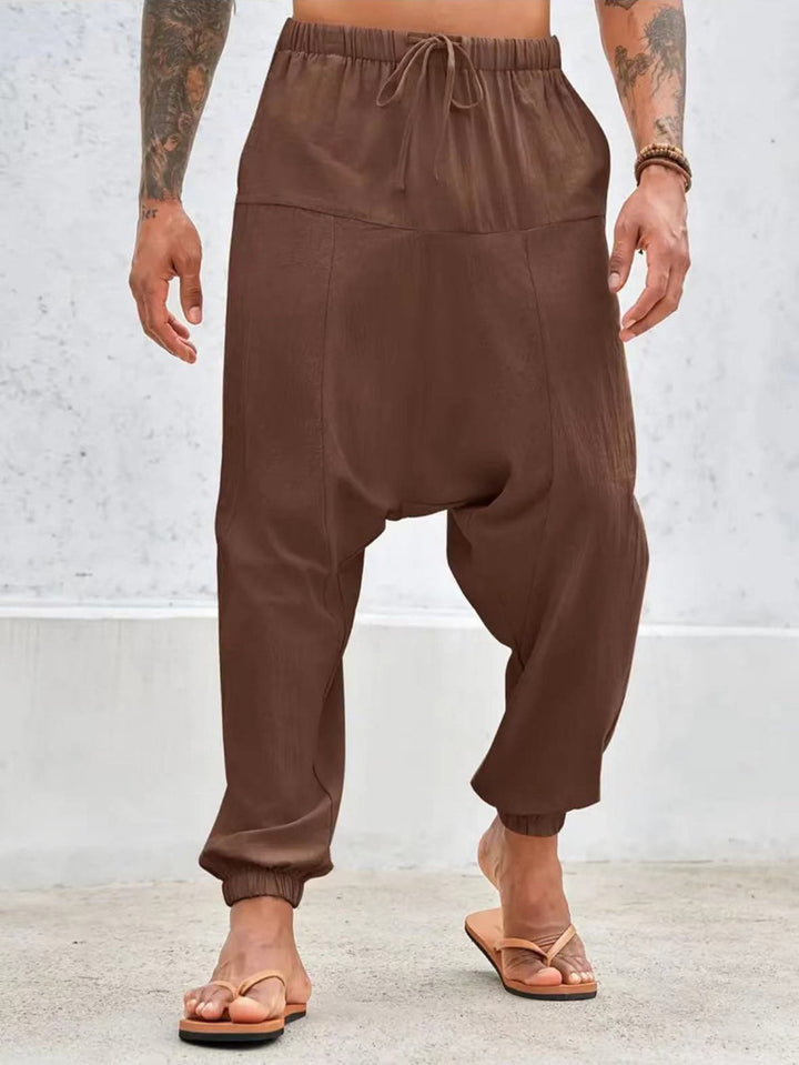 Casual harem pants for men with elastic waist and side pockets Lune London