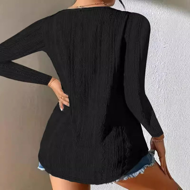 Long sleeve shirt for women with textured design and button details Lune London