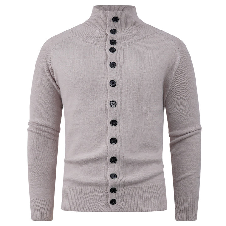 Men's knitted jacket with modern stand-up collar and button closure Lune London