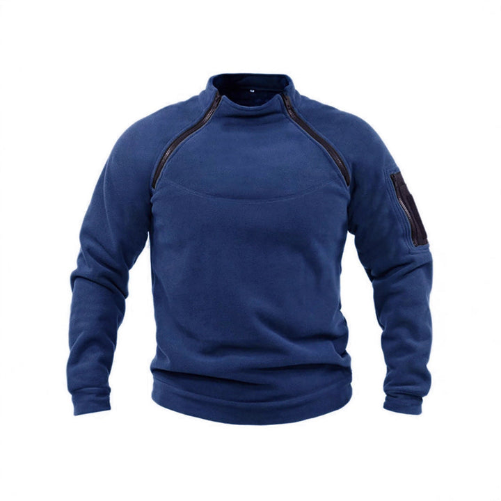 Men's Thermal Fleece Pullover with High Collar and Practical Pockets Chic Und Stil