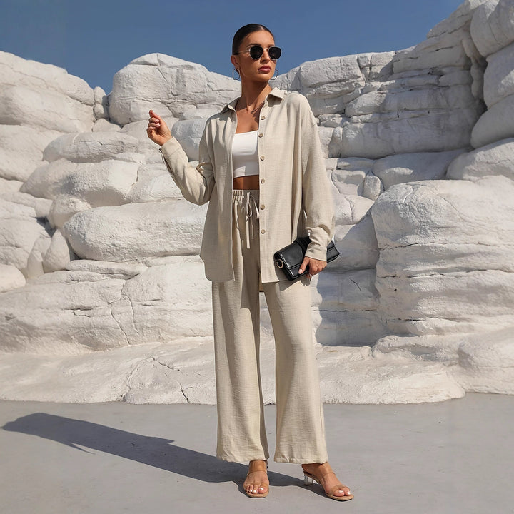 Casual set for women with loose shirt and wide pants Lune London