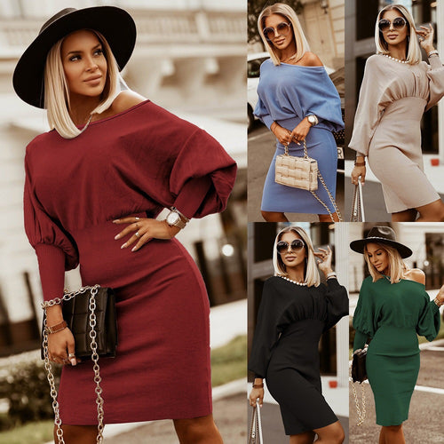 Lightweight and elegant knitted dress for women with dropped shoulders Amarae