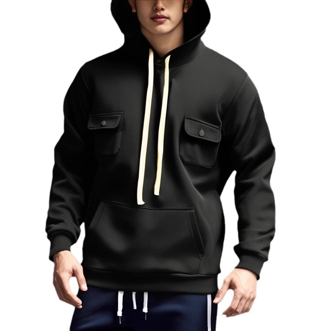 Men's hoodie with practical pockets and textured design Chic and style