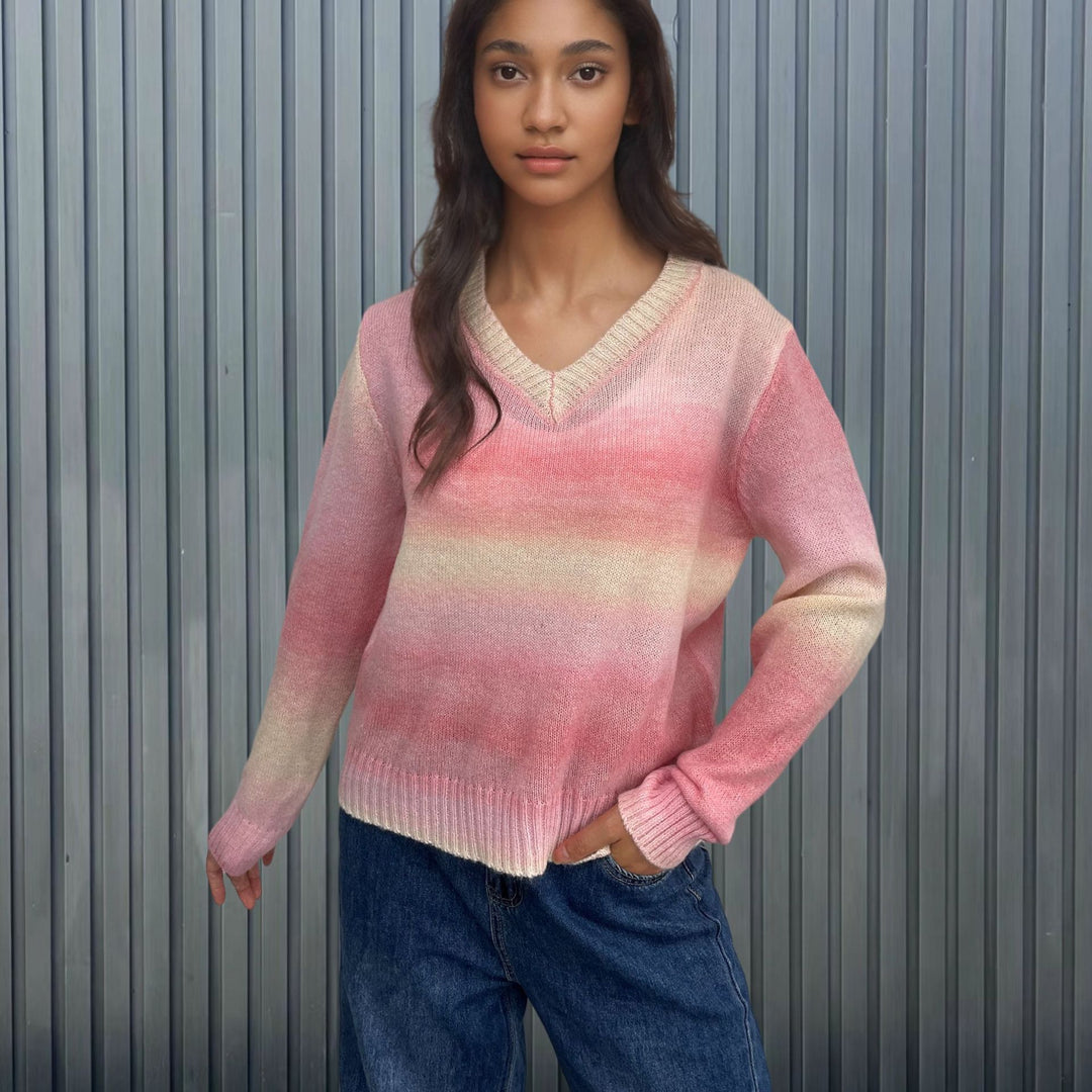 V-neck sweater with gradient for ladies Lune London