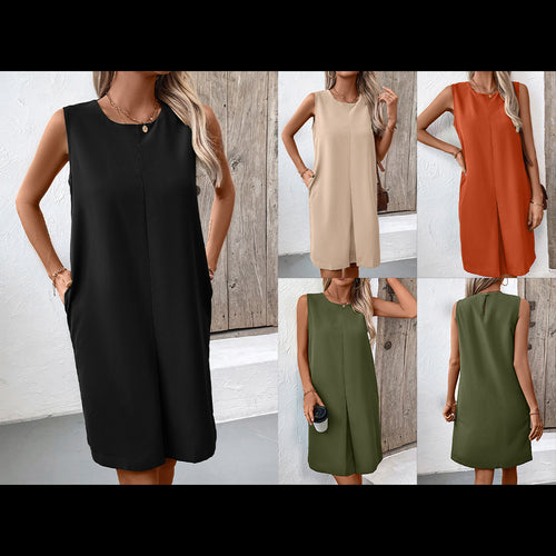 Sleeveless dress for women with practical side pockets Amarae
