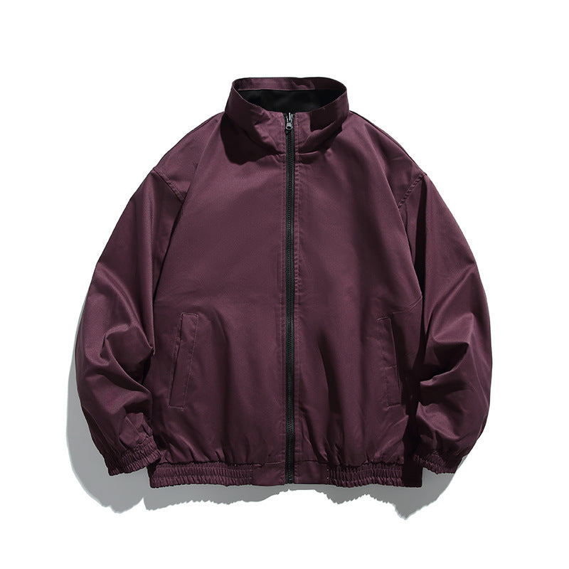 Unisex Boxy transitional jacket made of technical cotton blend with stand-up collar, front zipper, and concealed chest flap Amarae