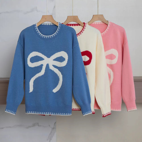 Patterned sweater for women with bow pattern Amarae