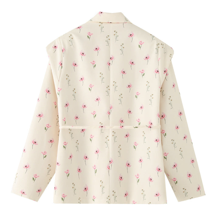Lune London floral pattern women's blazer jacket with waist belt
