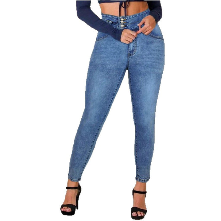Women High-Waisted Sculpting Skinny Jeans with Reinforced V-Waist and Push-Up Effect Amarae