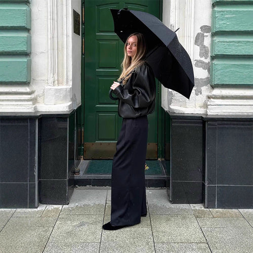 Oversized leather blazer for women Amarae