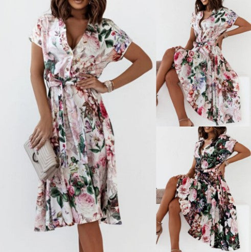 Women Chic and Stylish Floral Midi Wrap Dress