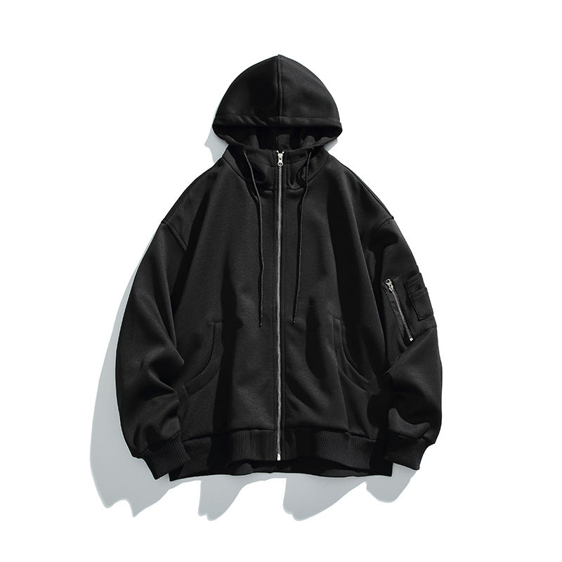 Unisex Oversize Hoodie Jacket with Front Zipper, Arm Pocket and Ribbed Hem Amarae