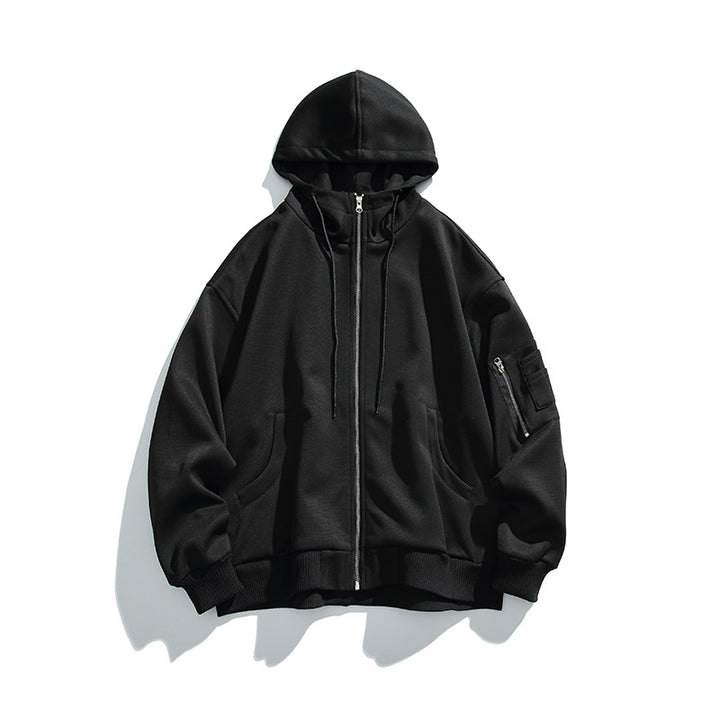 Unisex Oversize Hoodie Jacket with Front Zipper, Arm Pocket and Ribbed Hem Amarae