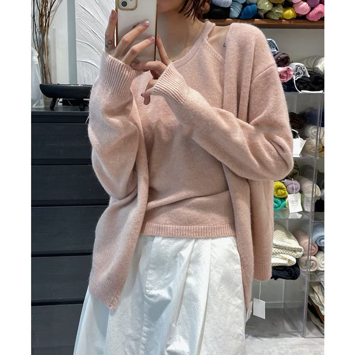Pull en maille pelucheuse pour femme avec coupe décontractée et manches ouvertes Chic & Stil