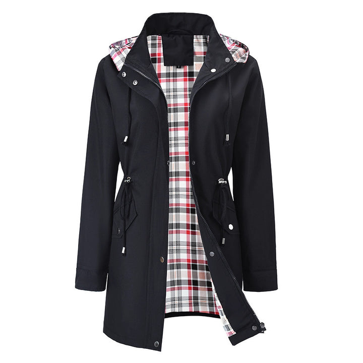 Veste de transition pour femmes avec taille ajustable et motif à carreaux invitant Chic & Stil