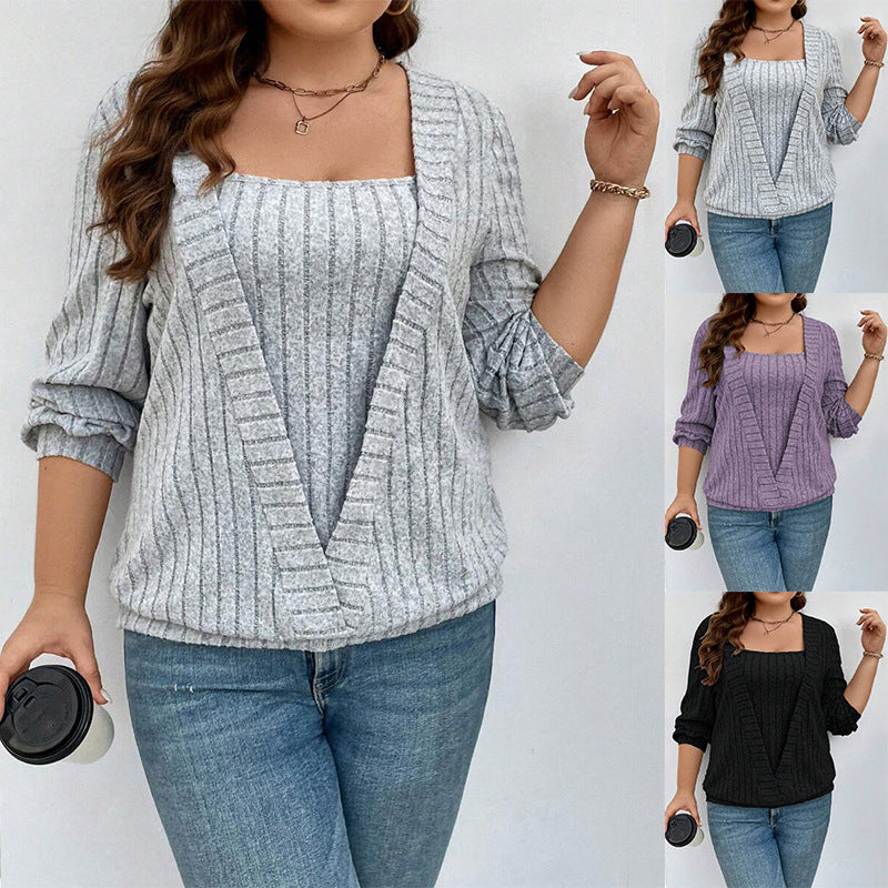 Casual knit sweater for women with deep V-neck and ribbed texture Lune London