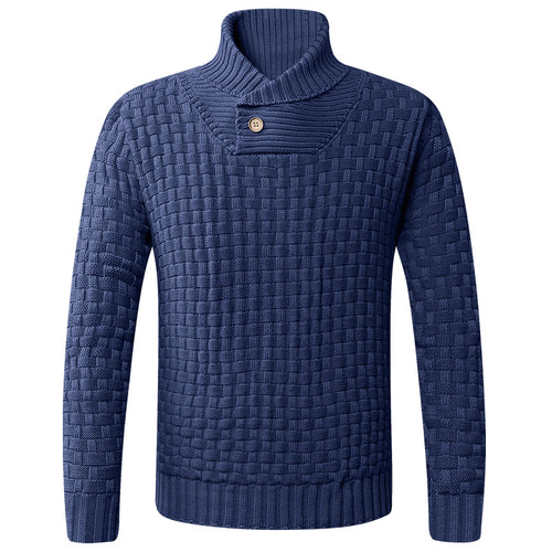 Men's knit sweater with modern shawl collar and button details Amarae