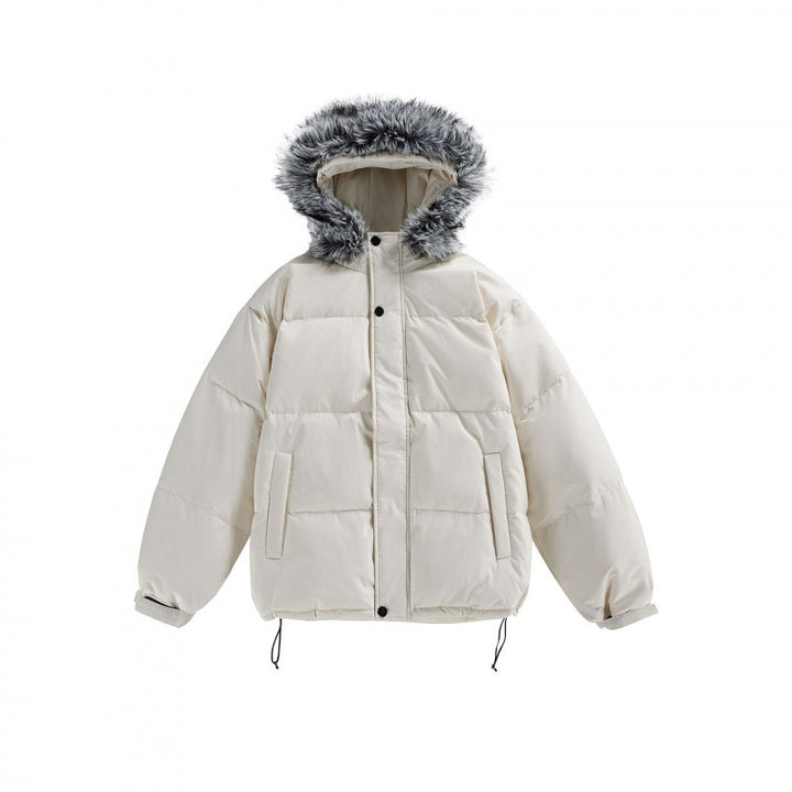 Unisex Padded Hoodie with Detachable Faux Fur Hood and Boxy Silhouette Amarae