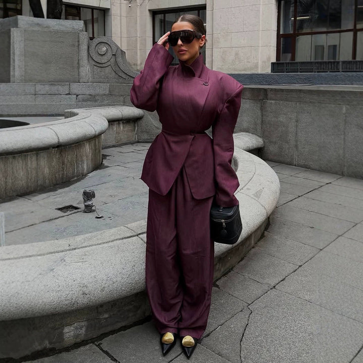 Women Asymmetrical fitted blazer with striking shoulder pads Amarae