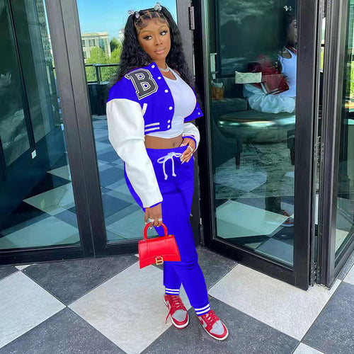 Oversized casual outfit for women with cropped jacket and jogger pants Amarae