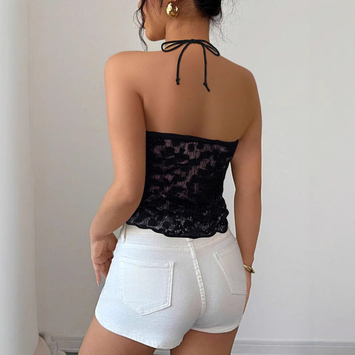 Women's leisure top with playful tie and lace Lune London