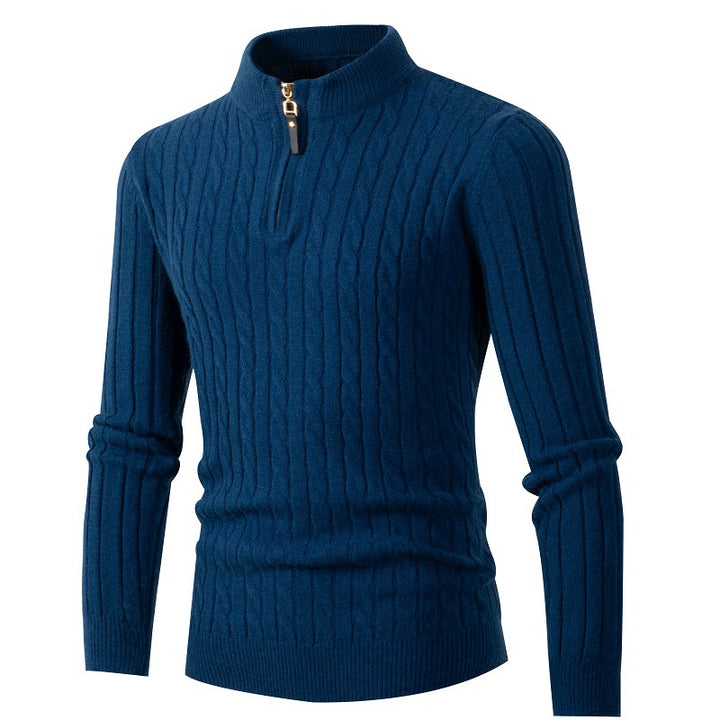 Men's knitted sweater with modern zipper and cable knit pattern Lune London