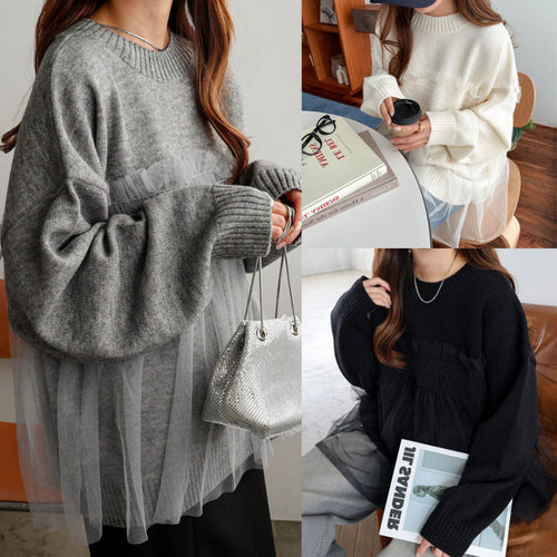 Pull oversize femme avec détails en volants Chic & Stil