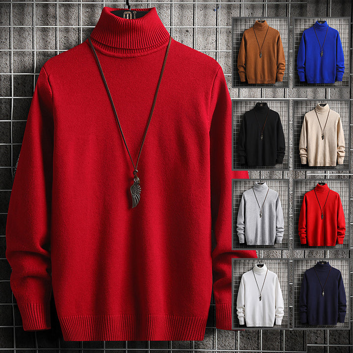 Elegant turtleneck sweater for men in fine cotton with textured design Lune London