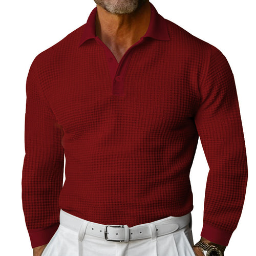 Long-sleeve polo shirt for men with textured design Amarae