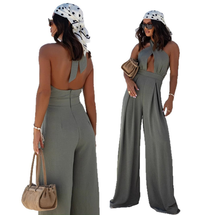 Cut-out back jumpsuit with wide legs Lune London