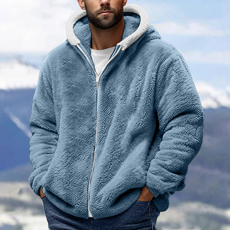Men's Cozy Teddy Fleece Zip-Up Hoodie with Oversized Fit Amarae