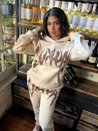Ladies Sporty Hoodie and Jogging Set with Unique Graphic Print Amarae